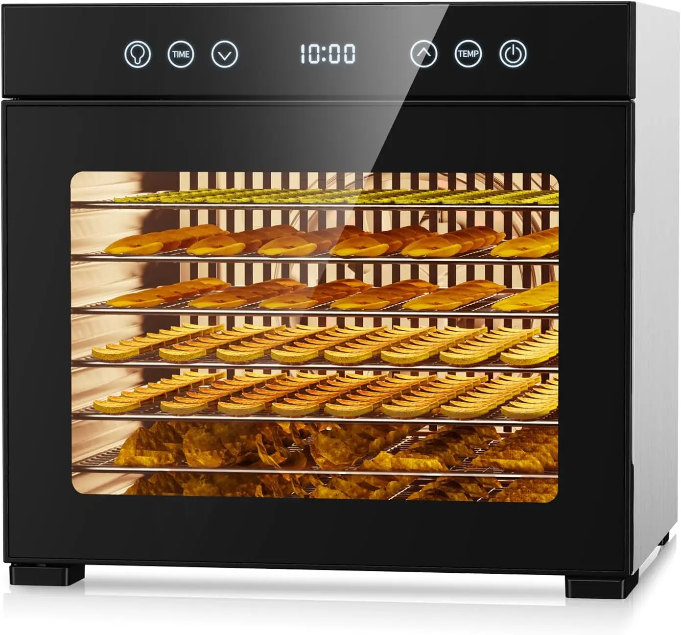 Upgraded Food Dehydrator Machine, 650W Powerful Dehydrator with 8 Stainless Steel Trays & Interior Light, Adjustable Timer and T