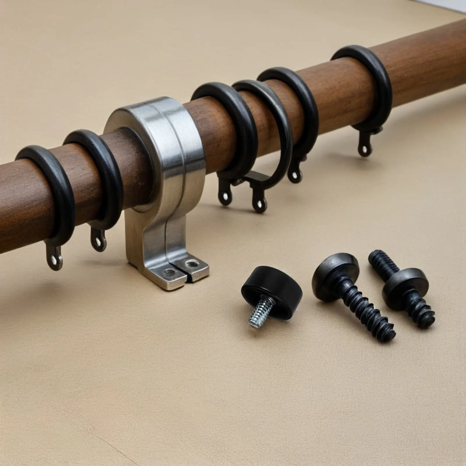 6Pcs Curtain Rod End Caps Black Screw on Finials Classic Cylinder Design Decorative Replacement for Drapery Poles Living Room