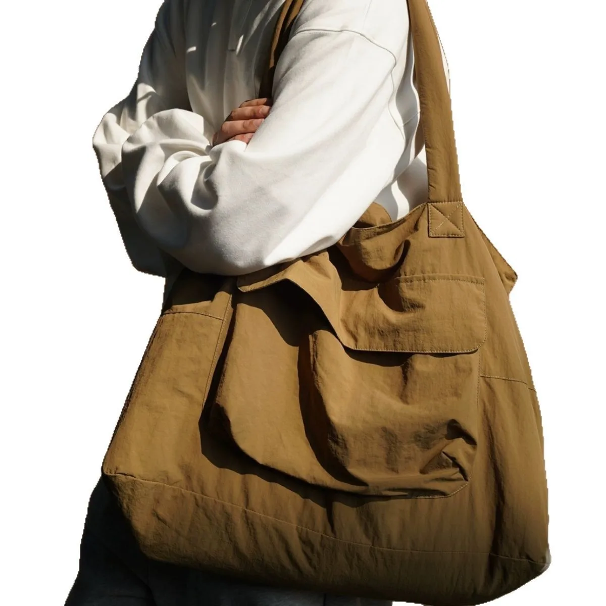 2025 حقيبة كتف بسيطة جديدة حمل حقيبة يد خفيفة الوزن مقاومة للماء سعة كبيرة تخزين حقيبة ركاب