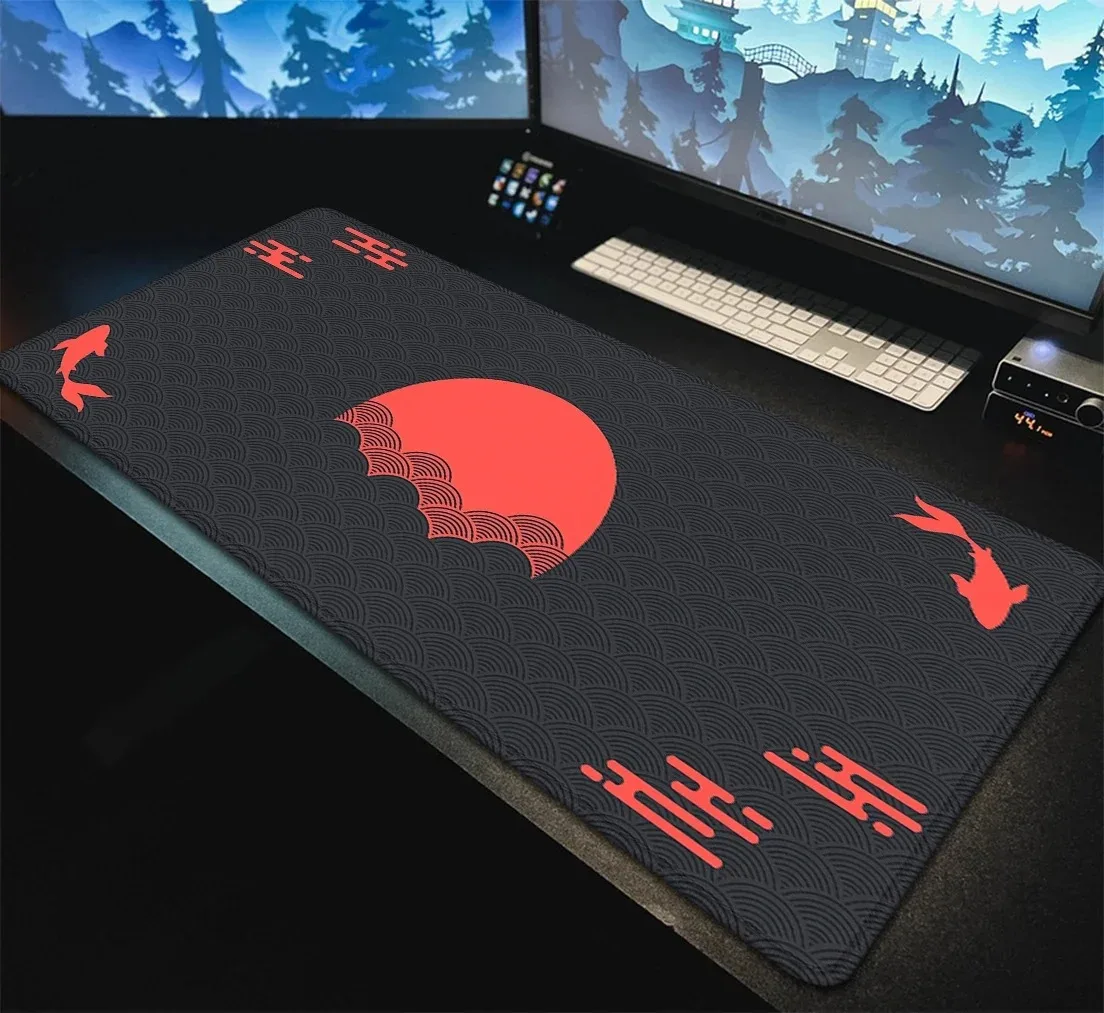 Fashion Koi Fish Sunset Clouds Durable Rubber Desk Pad Non-Slip Large Small Mouse Mat Home Office Keyboard Pad Table Mat Carpet