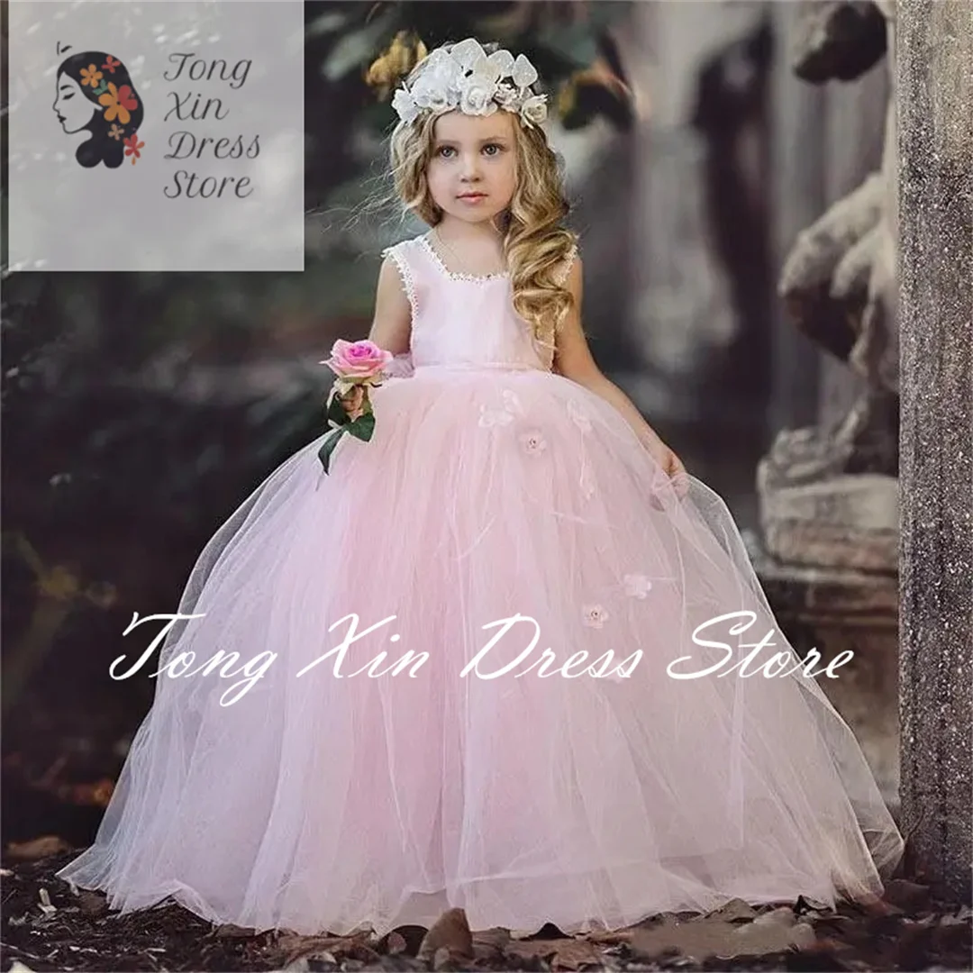 

Blush Pink Flower Girl Dresses For Wedding Fluffy Princess Baby Girl Prom Gown for Photoshoot Elegant First Communion Gowns