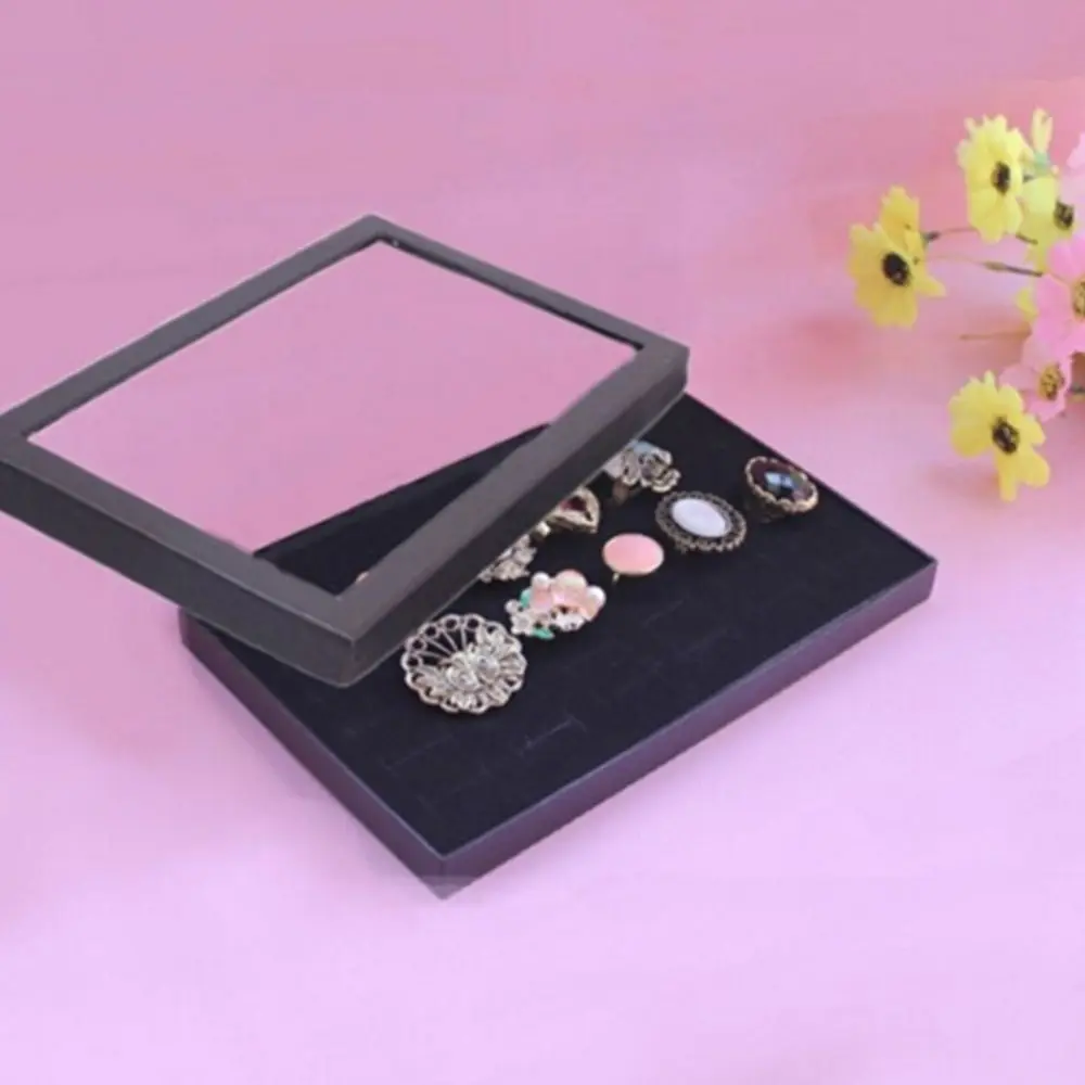

Transparent Window Velvet New Earring Cufflinks Display Holder 36 Slots Case Tray Organizer Ring Box Storage