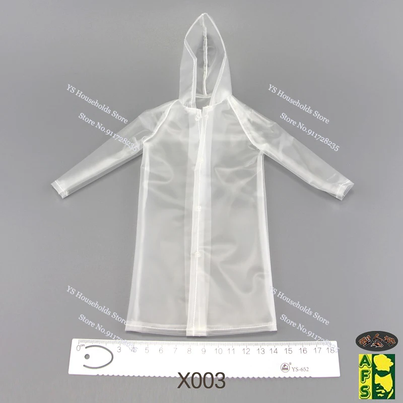 AFS-Imperméable à capuche transparent à manches longues, soldat blanc, cardigan, accessoire de scène de pluie, figurine articulée de 12 "ouvertement, X003 1/6