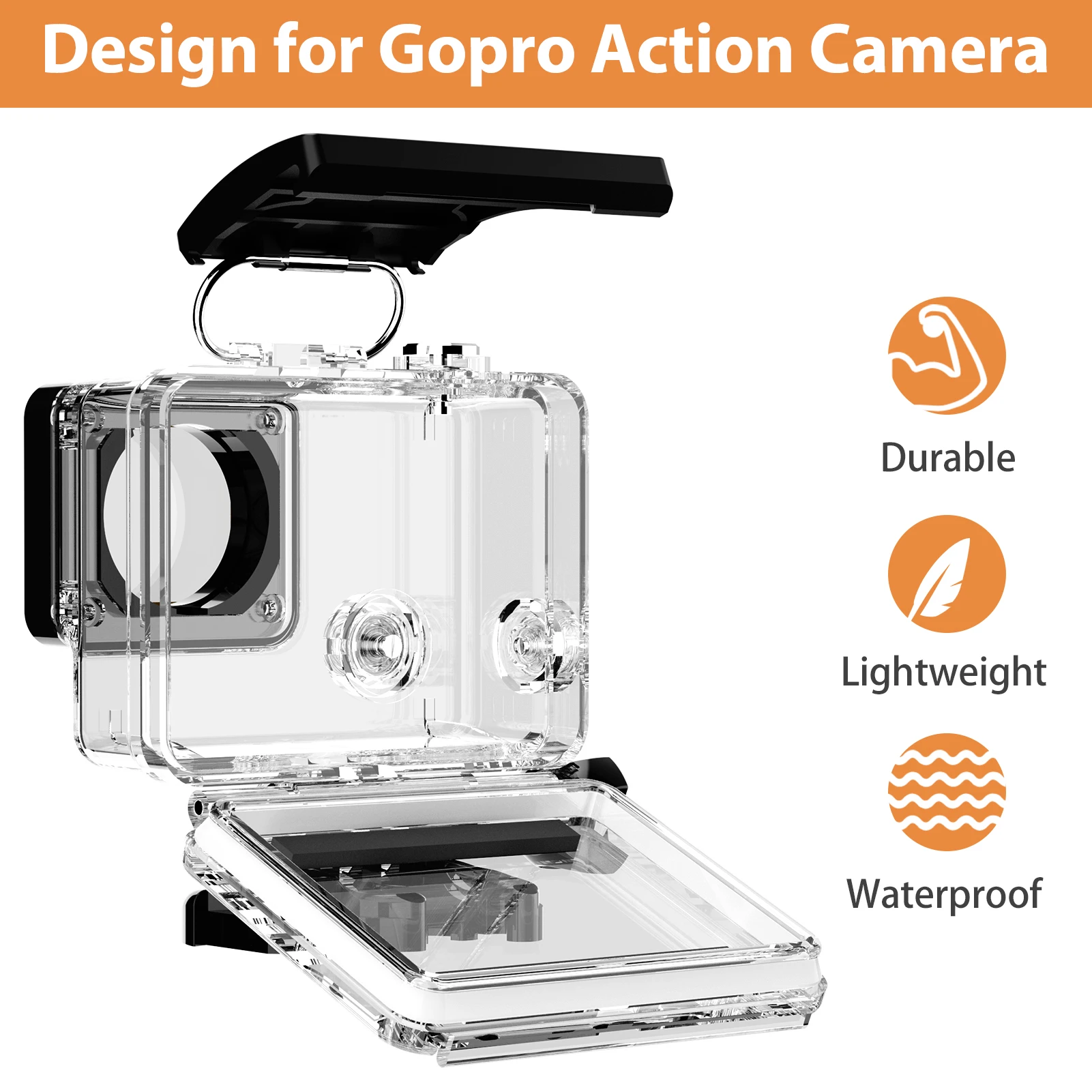 Custodia impermeabile per immersione subacquea da 60m per GoPro Hero 3 + 4 Plus supporto per custodia per accessori per Action cam Go Pro