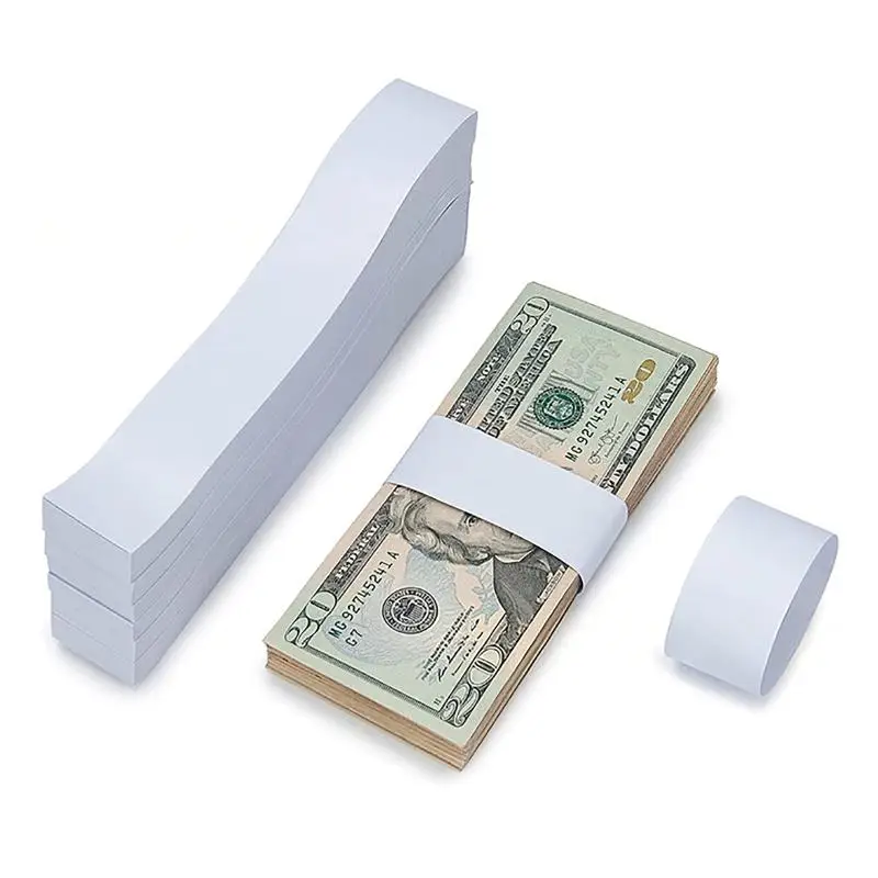 

100pcs Money Bands Self-adhesive Tear Resistant Self Sealing Cash Straps Professional White Money Wrappers For Supermarkets