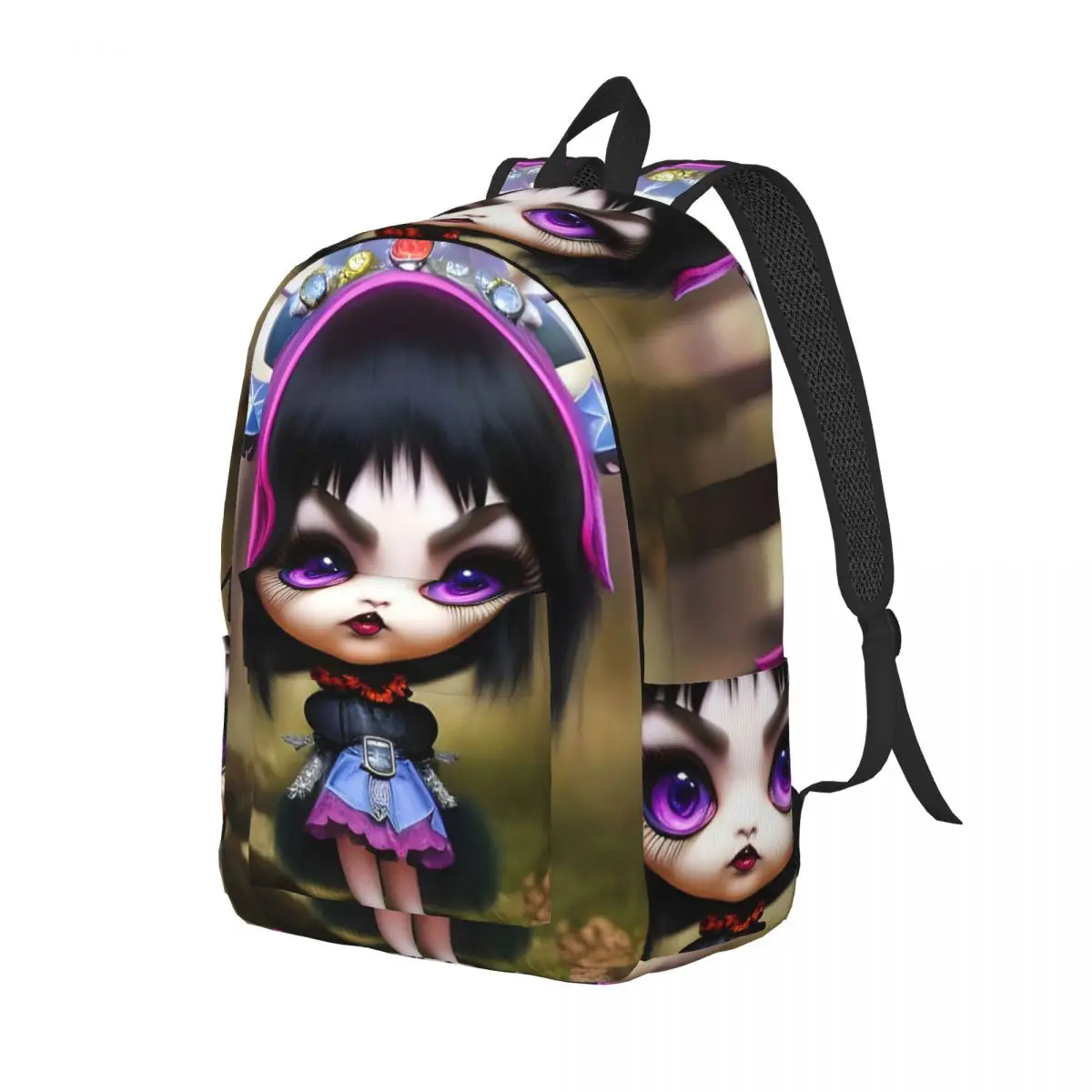 Cartoon Gothic Girls Doll Student Backpack School Bag Hiking Travel Daypack for Men Women Bookbag Shoulder Bags
