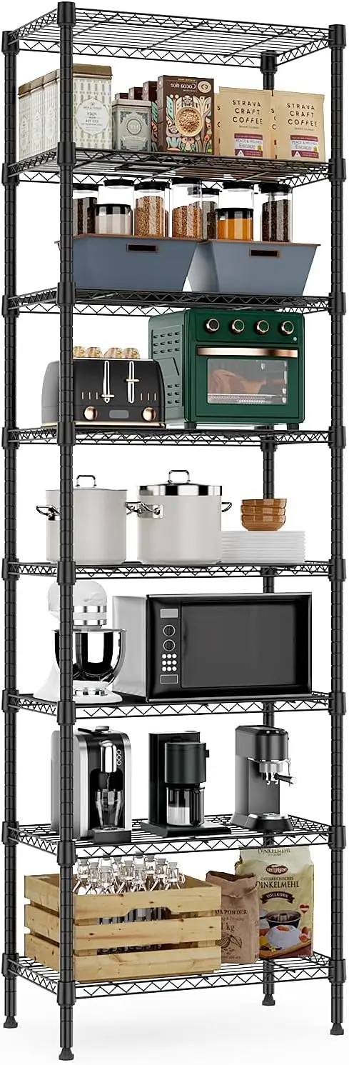 

Mzg 8 Tier 2000 Lbs Storage Ra Metal Wire Shelving Unit, Storage Standing Shelf Organizer For Laundry Bathroom Kitchen Pantry