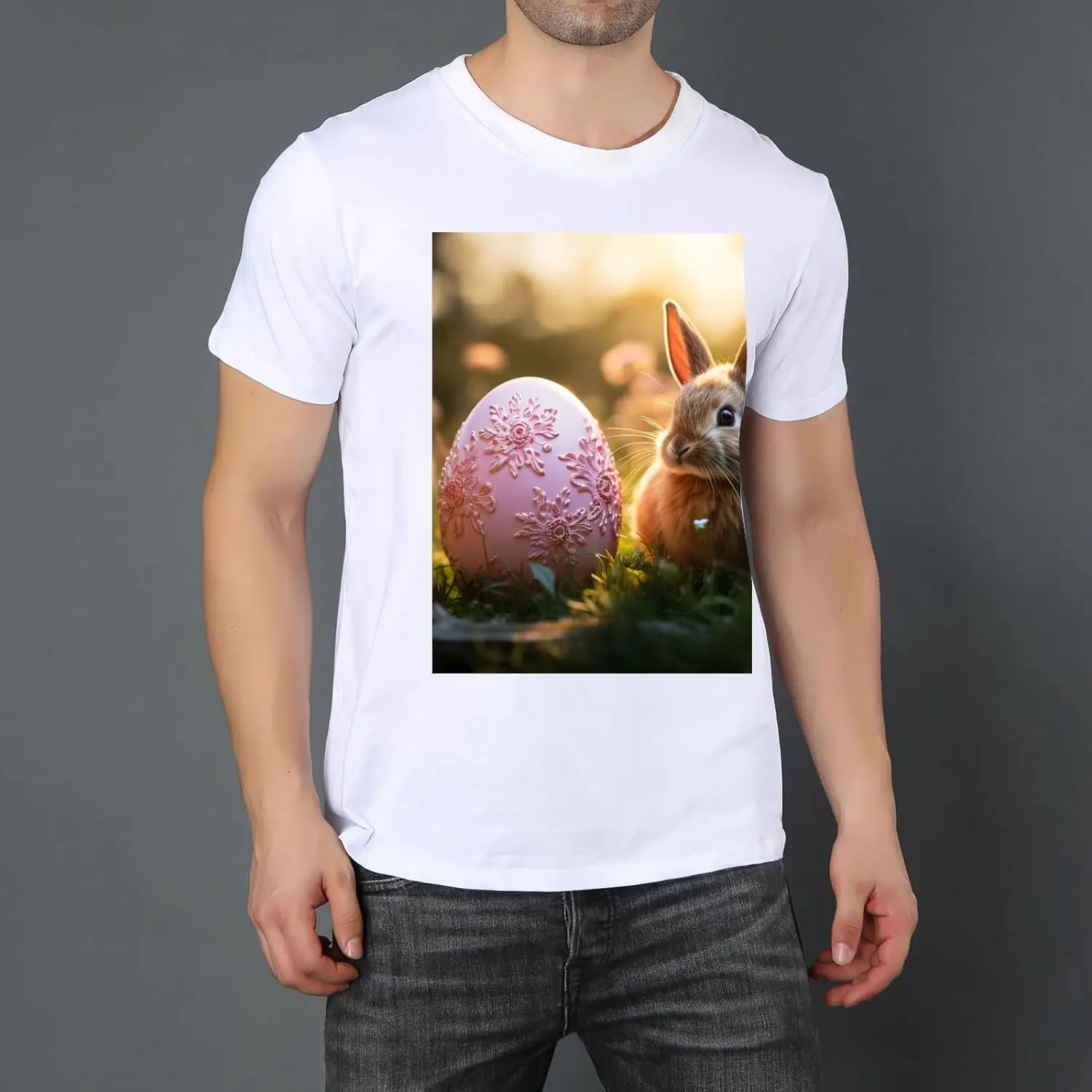 Easter Egg Mens Black T-Shirts Short Sleeve Crew Neck Women T-Shirt Loose Fit Soft Tees for Men Lightweight X-Small