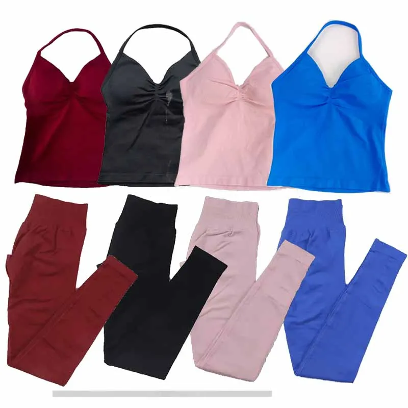 

DFYoga 2Pcs Gym Set Set Seamless High Impacts Leggings Sports Bra Top Workout Outfit Fitness Activewear Running Training Clothes