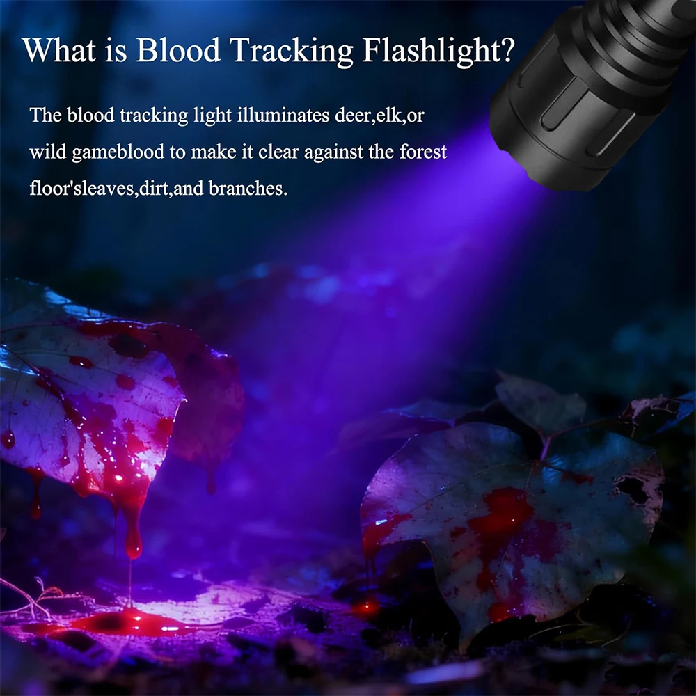 Hunting Deer Blood Trail Flashlight Blood Tracking Light 2000 Lumens Rechargeable Portable Blood Lantern for Night Detector