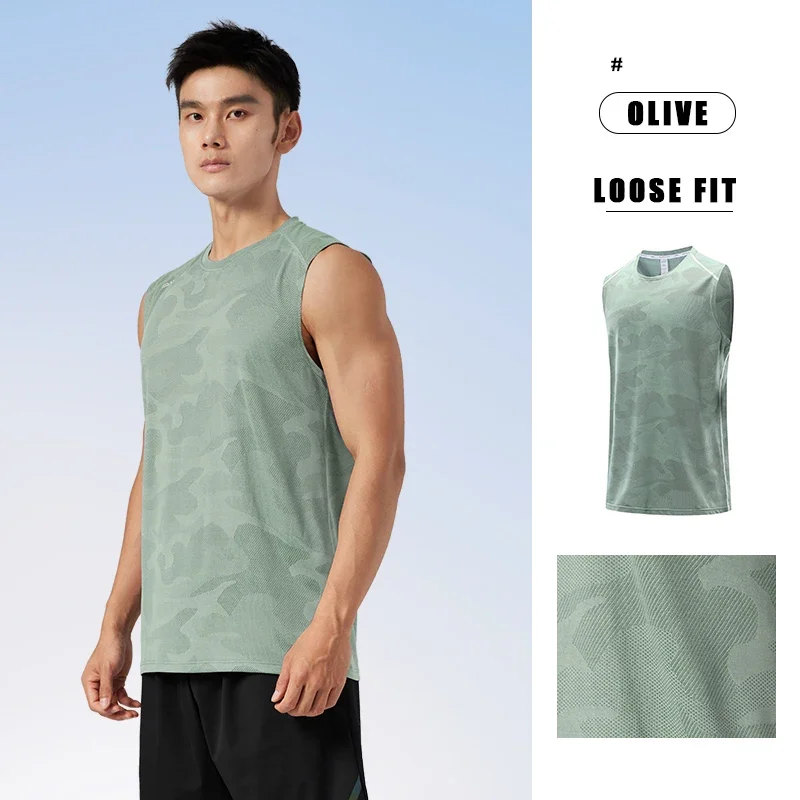 

Men Quick Dry Camouflage Tank Stretch Ice Silk Sleeveless Shirt Casual Sport Tops Undershirt Athletic Vests Running Gym Joggers