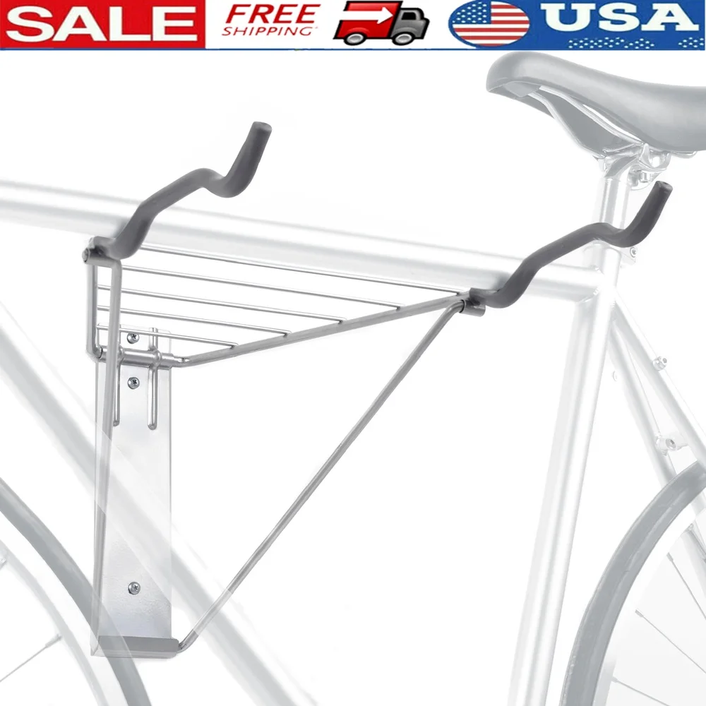 

Foldable Bike Rack Garage Wall Mount 2 Bikes Includes Storage Shelf and Accessory Hooks Durable Steel Construction Space Saver