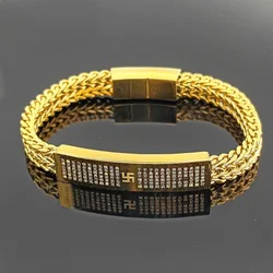 Vintage Stainless Steel Buddhist Scripture Bracelets Men's Shurangama Mantra Bangles Religious Wishing Amulet Jewelry Gift