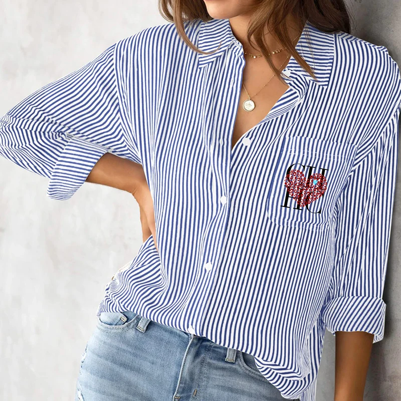 Camisa de manga larga a rayas para mujer, Tops de oficina clásicos para ir al trabajo, nueva tendencia de moda, camisas casuales para mujer