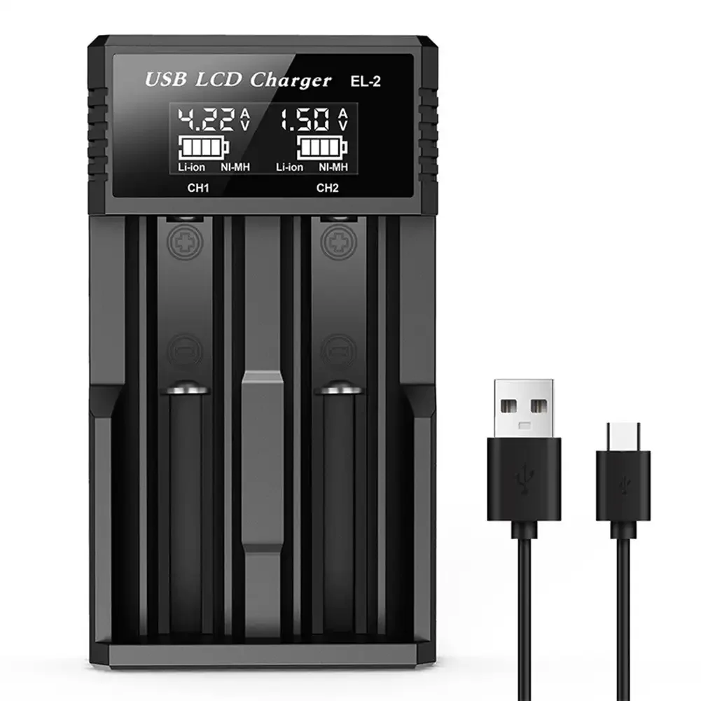 Ładowarka USB LCD do akumulatorów 1/2 gniazda 18650 3,7 V Akumulator litowy wielokrotnego ładowania 1,2 V NI-MH AA / AAA