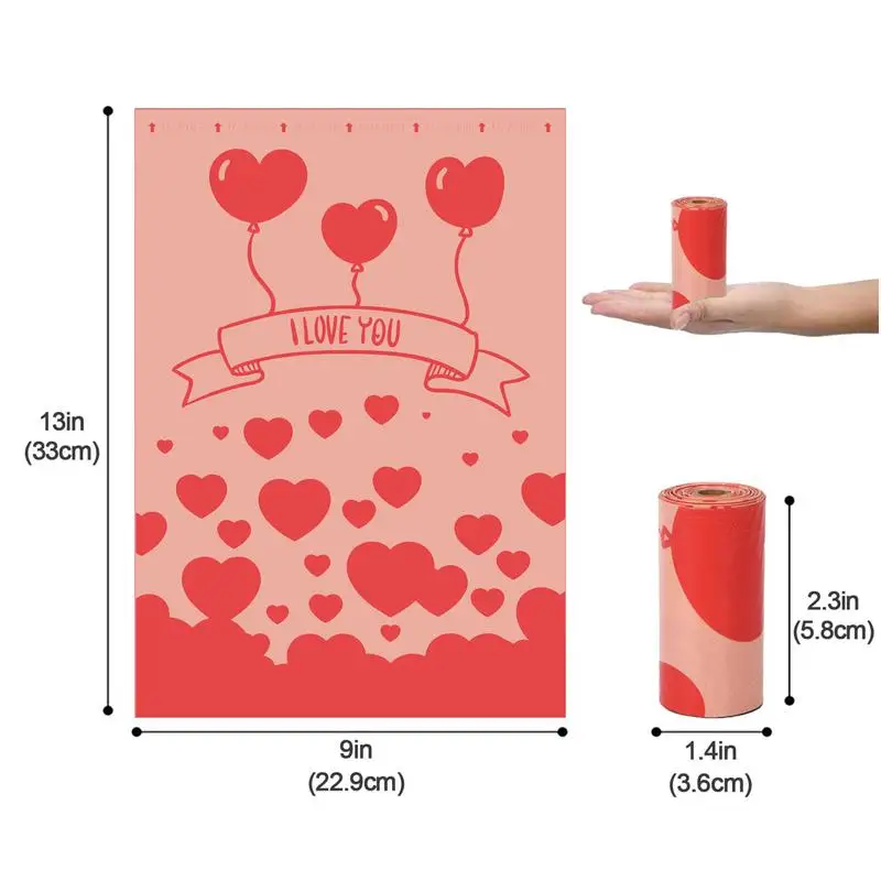 Dog Poop Bags 8-Roll Degradable Waste Bags Love Patterns Pet Supplies For Car Travel Walking Home Outdoors