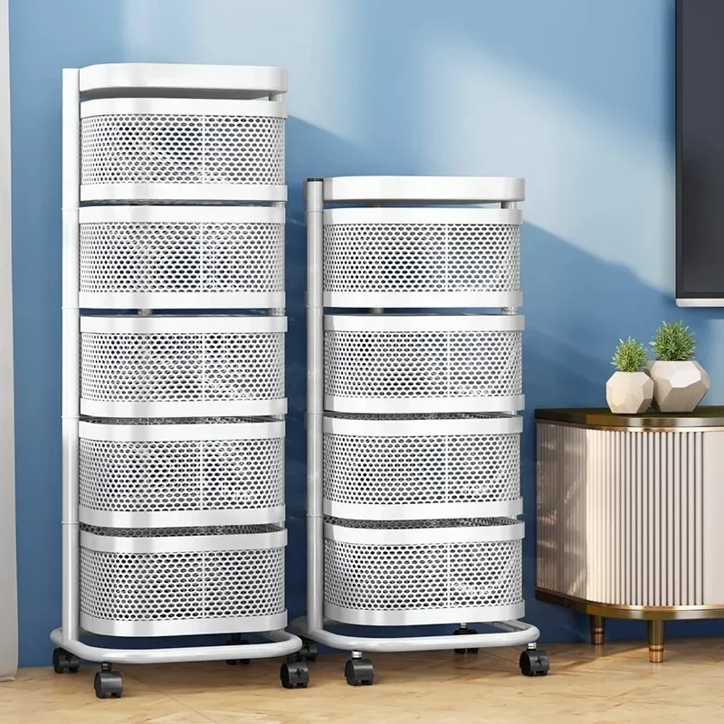 Kitchen Rotatable Fruit and Vegetable Shelf with Wheels Multi Layer Kitchen Rack for Fruits and Snacks Organizers with