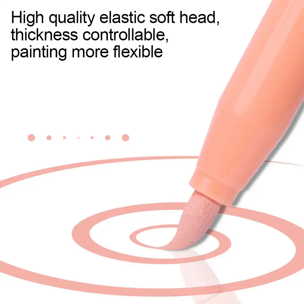 Imagem -05 - Soft Head Acrílico Markers Canetas Skin Tone Nylon Markers Caneta Impermeável Soft Brush Nib Color Figure Painting Escola 12 Pcs