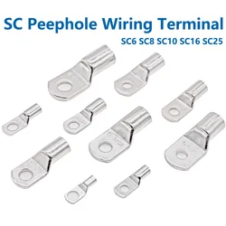 100pcs SC6 SC8 SC10 SC16 SC25 SC Type Wire Nose Terminal Bare Copper Battery Block Cable Lugs Hole 6mm 8mm 10mm Crimp Connector