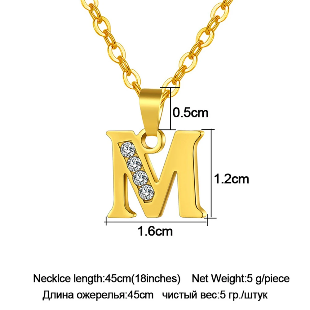 Initial A-Z Letter Name Pendant Necklace Gold Color Stainless Steel Small Alphabet Necklace For Women Jewelry Birthday Gift