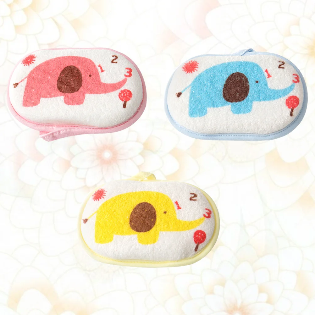 

3 шт., детская губка для ванны, мягкий слон, мультяшный дизайн, детский коврик для купания, удобный нежный коврик для детской ванны