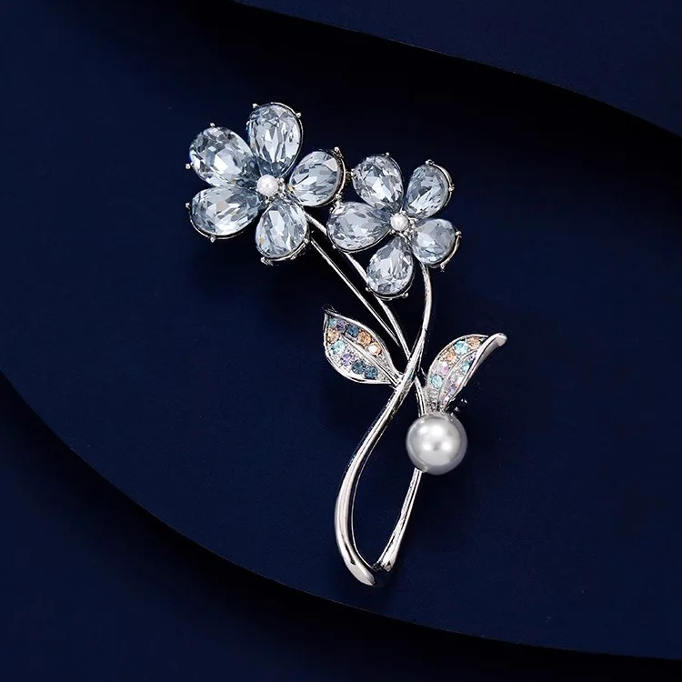 Europa en de Verenigde Staten Youshuangxing broche high-end vrouwen prachtige imitatie kristal bloem corsage niche ontwerp pin c