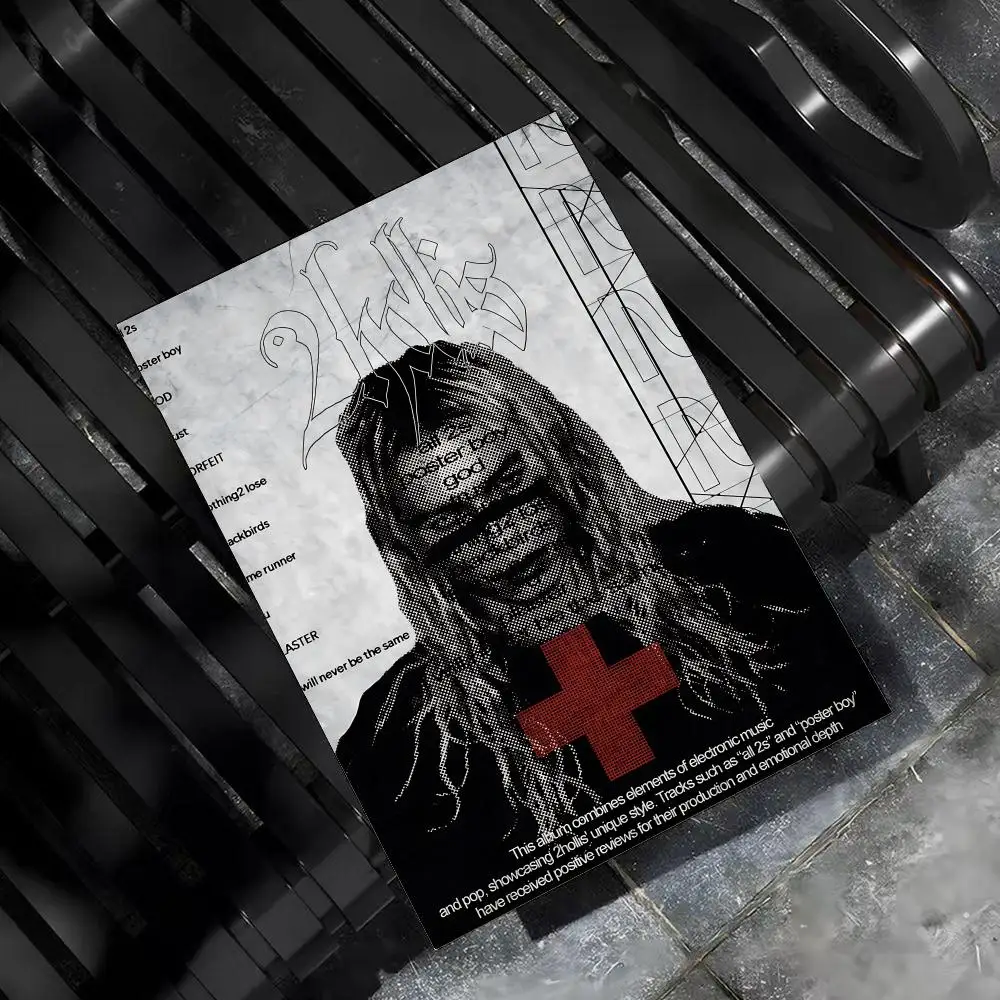 2Hollis Rapper Sänger Poster Wohnzimmer Schlafzimmer Bar Flur Klebende Wandkunst Druck Wasserfeste Ästhetische Dekoration – Detail 5