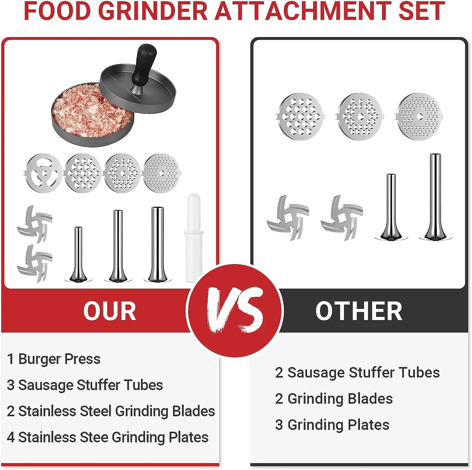 Accessorio per smerigliatrice per alimenti in metallo per robot da cucina tritacarne, insaccatrice per salsicce, ottimo attacco per KitchenAid 2023