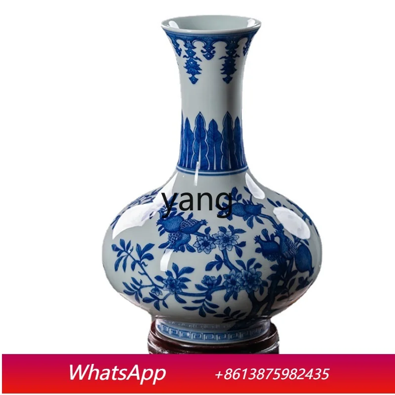 

cx Ceramics New Chinese Hand-Painted Blue and White Porcelain Vase Flower Arrangement Living Room TV Cabinet Hom