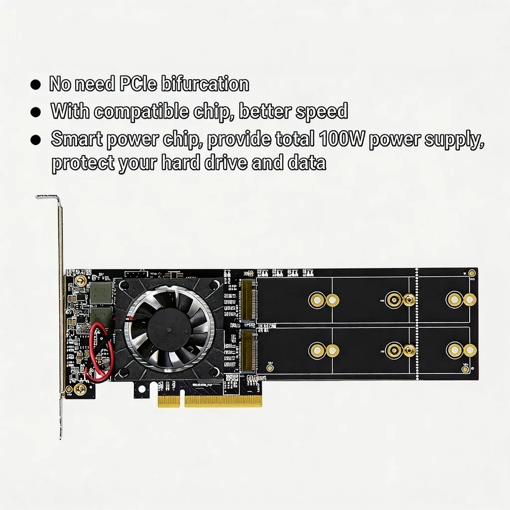 Quad M.2 Nvme Pcie Bifurcation Card - NÃO PRECISA DE BIFURCAÇÃO PCIe, Adaptador
