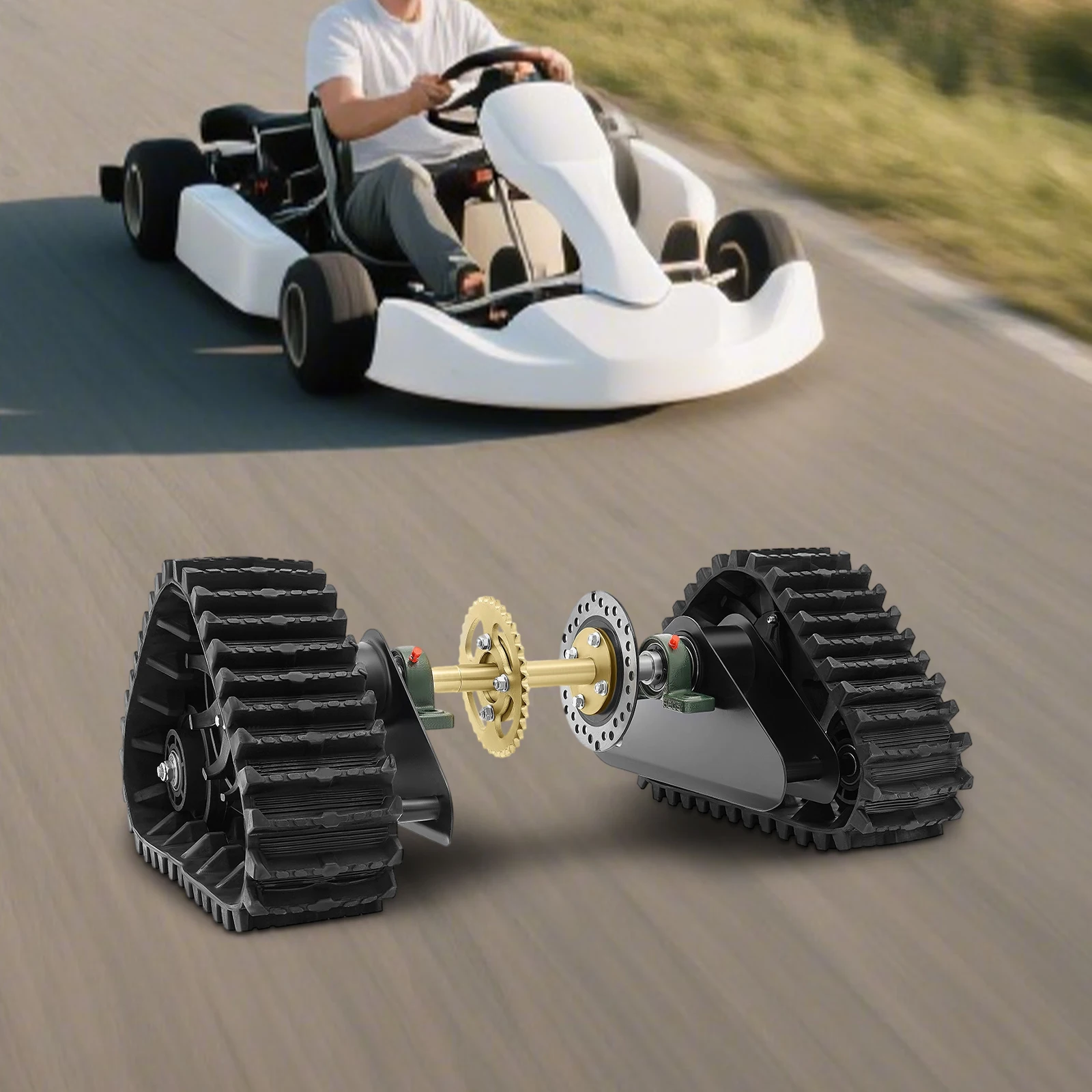 

ATV UTV Go-Kart Rear Axle Track Assembly,661LBS Capacity with Sprocket Brake Disc Suspended Wheels for Off-Road,Mud,Sand & Snow