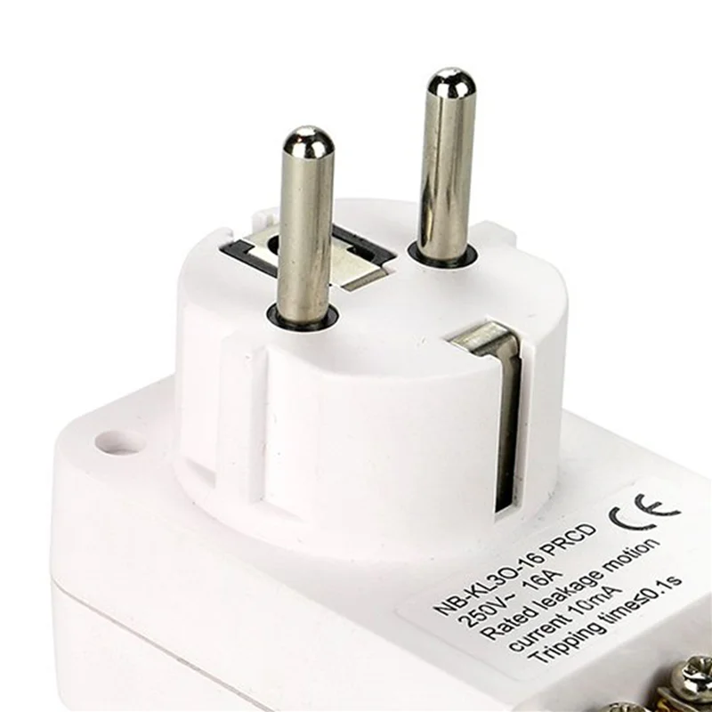 AB66-3X FI Circuit Breaker Personal Protection Plug 10Ma Residual Current Circuit Breaker 16Amp EU Plug,White