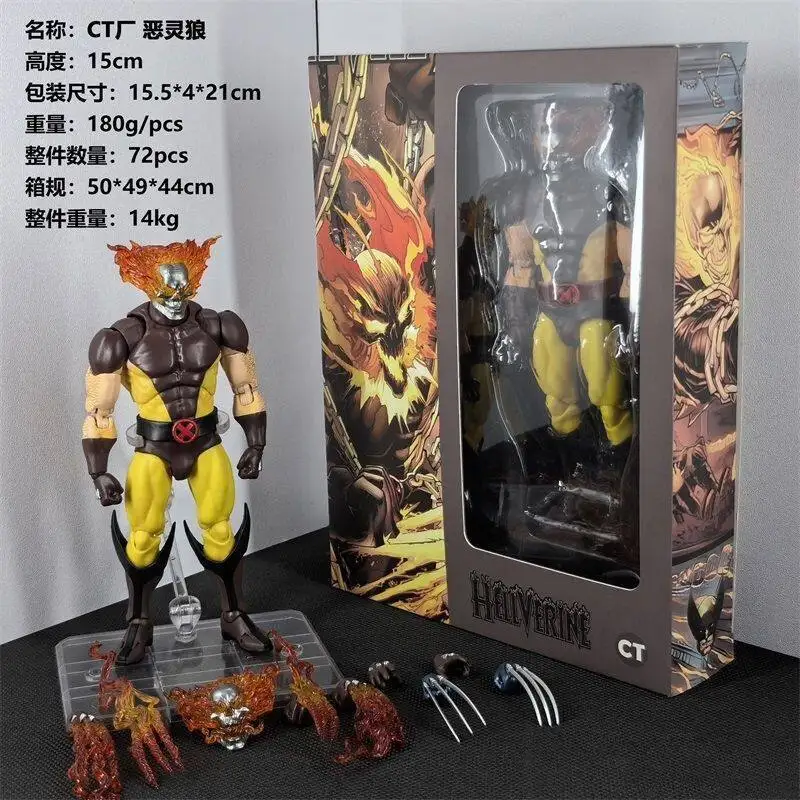 Ct Toys X-Men Logan Hellfire Ghost Rider Wolverine Posable Action Figure With Fire Skull Head Flame Claw Accessories Collectible view 2