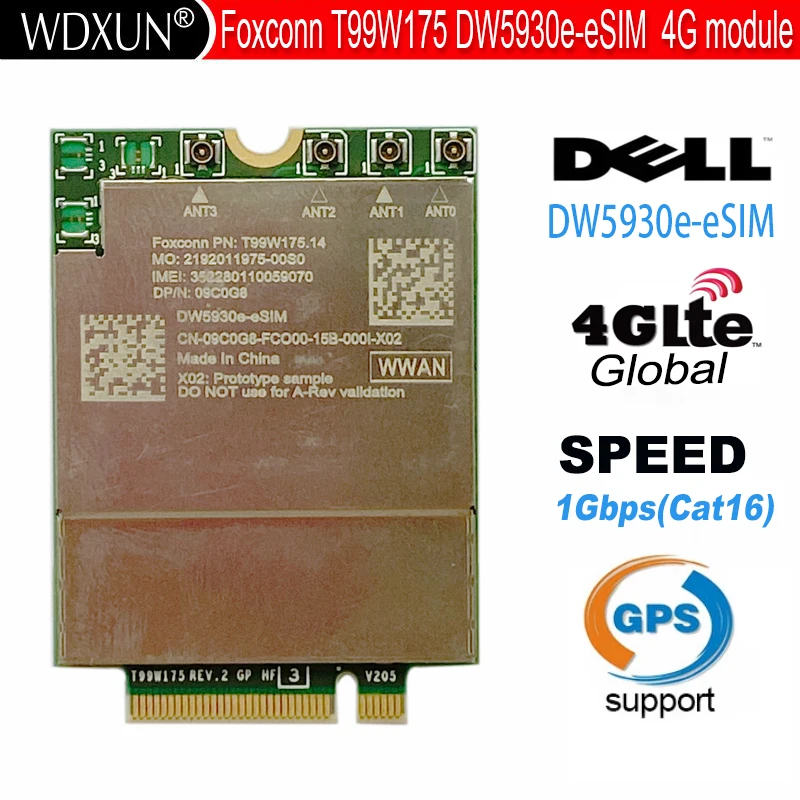 Foxconn T99W175 DW5930e-eSIM X55 5G Module DP/N 0CGXHG 1Gbps cat 16 for Dell Laptop Latitude 5430 7330 7430 7760 9420 9520