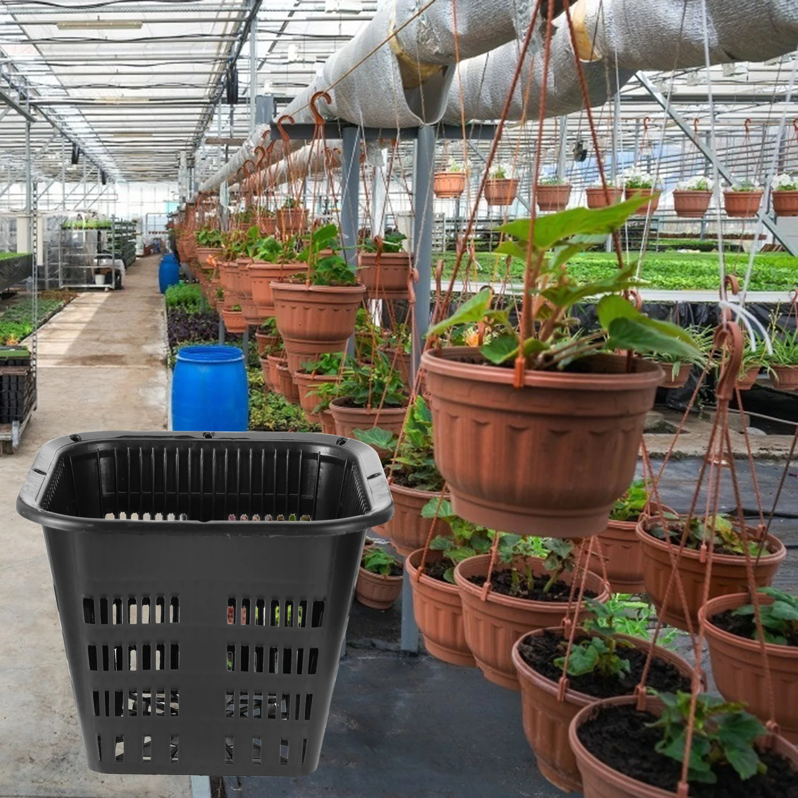 

10Pcs Plastic Planting Basket Root Control Thickened Eco-Friendly Mesh for Garden Hydroponics Grow Pot Black Garden Plant Basket