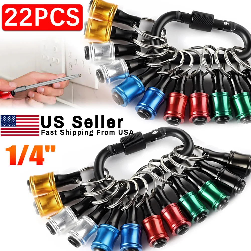 Bit Holder Keychain, Hex Screwdriver Bits Holder Extension Bar Quick Release Drill Bits Socket Screw Adapter Hand Tools