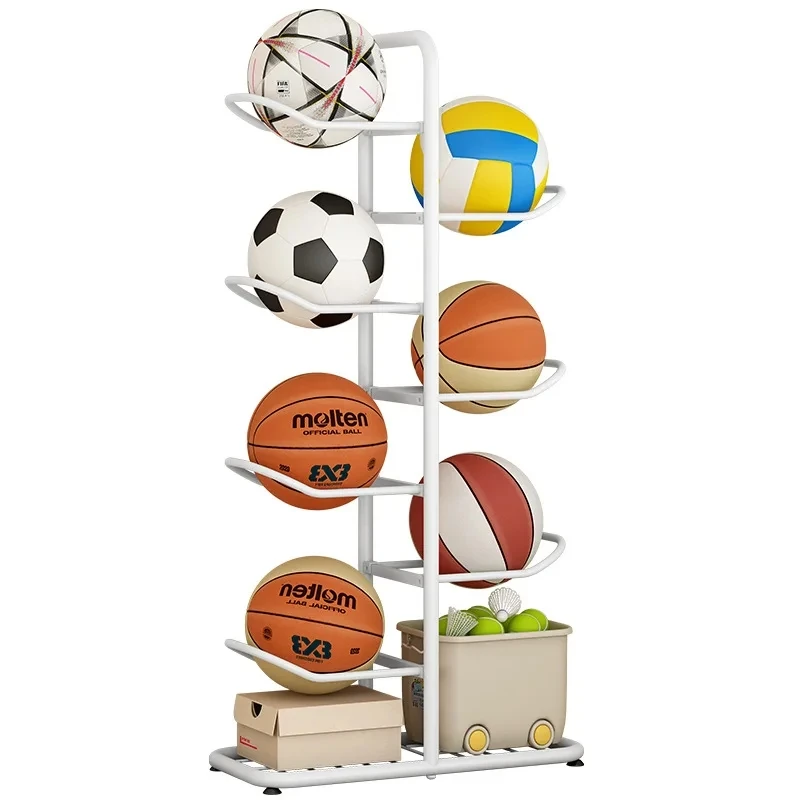 Basketball storage rack Household children\'s toys Balls Multilayer floor storage basket Table tennis badminton racket storage