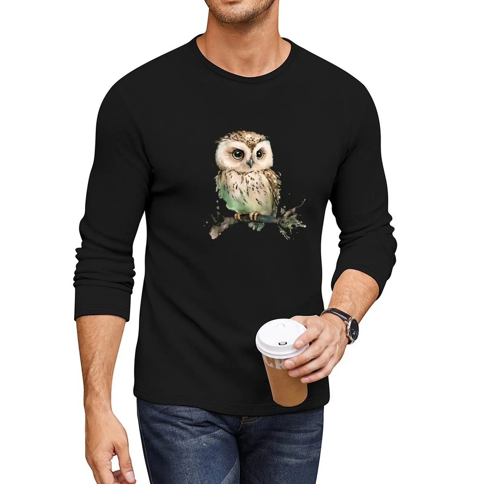 Owl in the tree Long T-Shirt quick-drying t-shirt men clothings