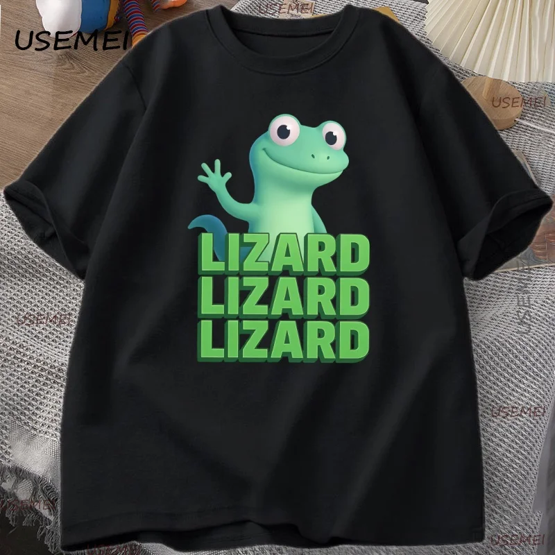 Футболка с изображением ящерицы и мема для мужчин и женщин, забавная одежда Weirdcore Y2K, повседневная свободная хлопковая футболка с короткими рукавами, топы с круглым вырезом
