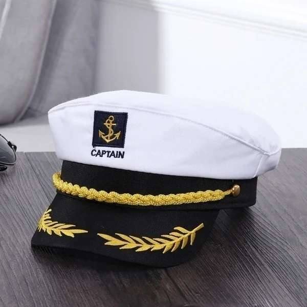 

Fashion Adult Yacht Boat Ship Sailor Captain Costume Hat Cap Navy Marine Admiral