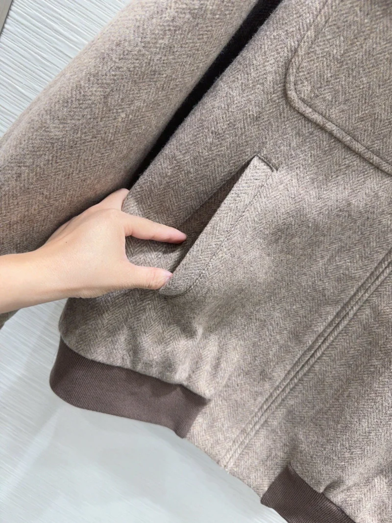 2024 Autumn/Winter New Women\'s Coat High Intelligence Molecular College Wind Shoulder Jacket Customized 100% Wool Coat Top
