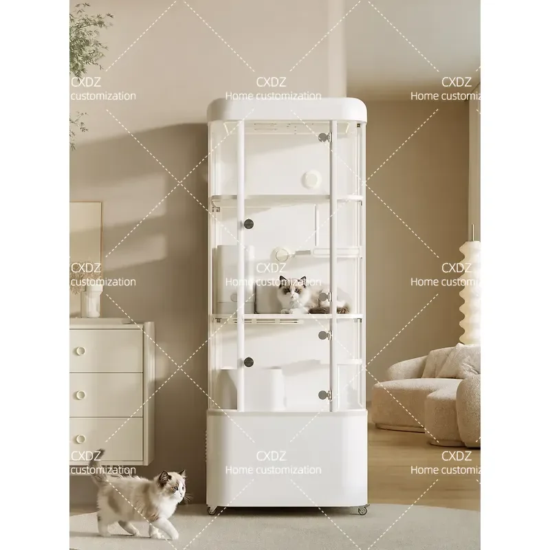 Smart Cat Villa with Air Conditioning Cooling System Summer Cat Nest Four Seasons Universal Pet House Cage Cabinet AC Room