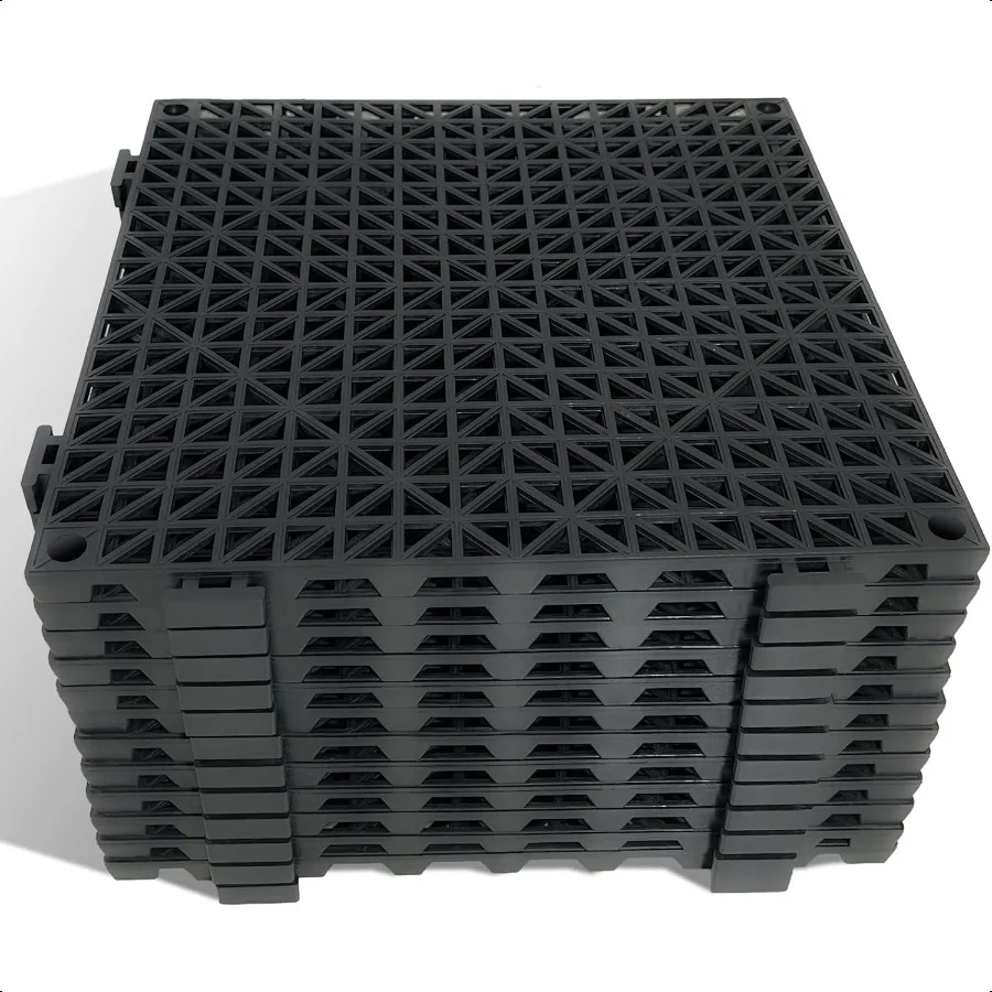 12 Pack Modular Interlocking Cushion 11.6" x 11.6" Rubber Mat Floor Tile Mats Drain Pool Patio Balcony Yard Pet Area Washer Pad