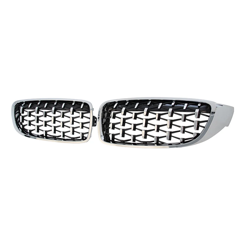 Diamond Grilles Car Front Bumper Grille For BMW 4 Series F32 F33 F36 M3 F80 M4 F82 12-18 Black Frame Silver Dots Racing Grill