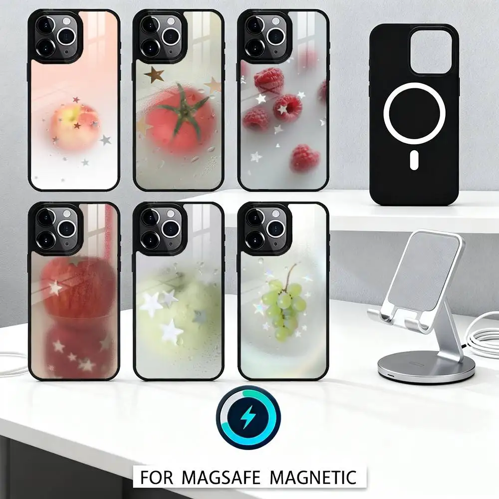 

S-Starry Matte Fruit Phone Case For iPhone 17,16,15,14,13,12,Pro,Max For Magsafe Magnetic Wireless Charging