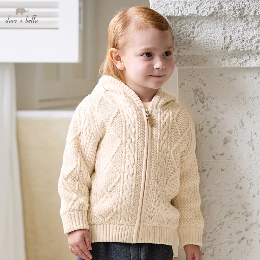 Dave Bella Kids Plush Sweater Cardigan Children's Winter Coat For Boy Girls' Clothing 6 To 12 Years Casual Long-sleeve DB4264517