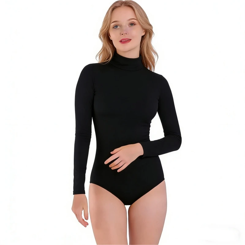 Women Shiny Metallic Dance Leotards Spandex Ballet Dancewear Skinny Bodysuits Long Sleeve Gymnastics Costume Adult Pink