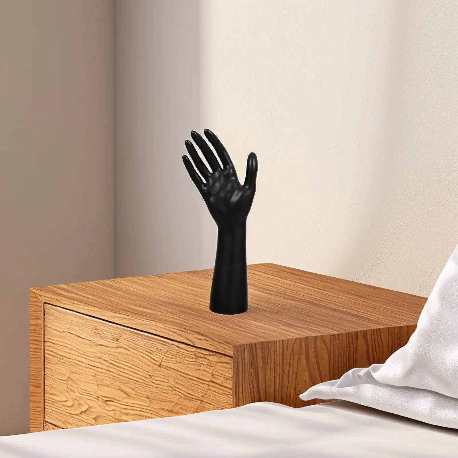 

Hand Jewelry Display Rack for Rings Watches Gloves Bracelets Realistic Angled Hand Mannequin Sturdy Plastic Counter Photo Prop