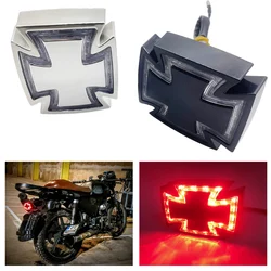 Universal Motorcycle Rear Light LED Brake Lamp Maltese Cross ATV Scooter Tail Running Indicator For Suzuki Yamaha Ducati Harley