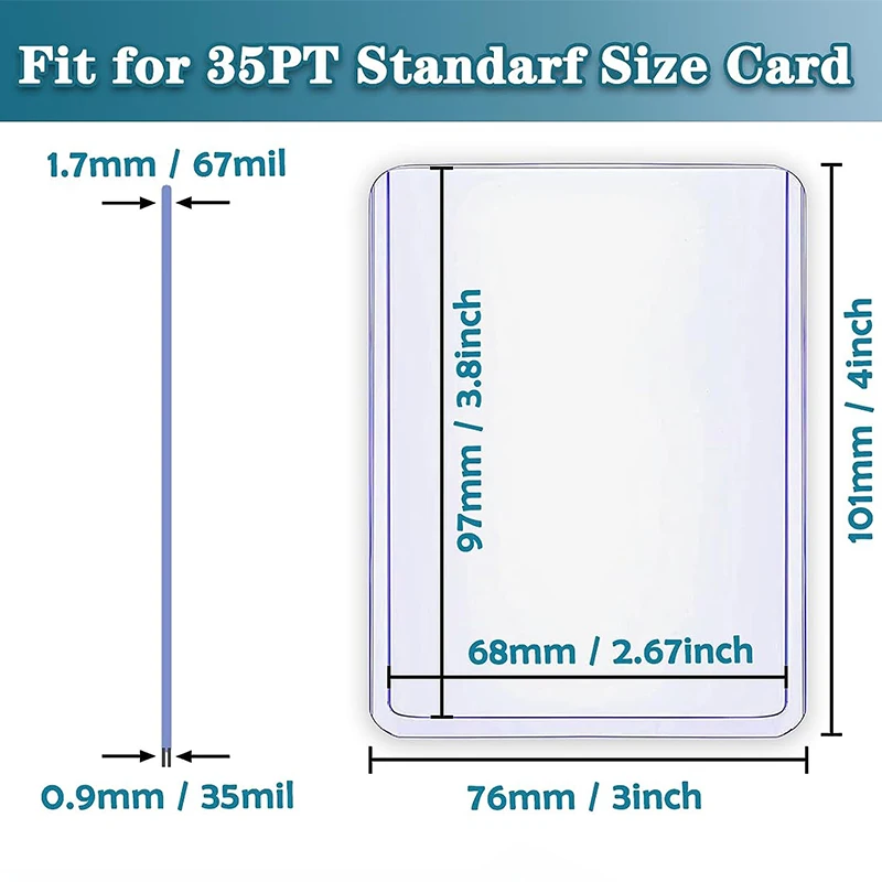 50/100Pcs 35PT Trading Card Holder Top Loading Clear Protective Hard Plastic Card Sleeves Holder for Baseball Card Sports Cards